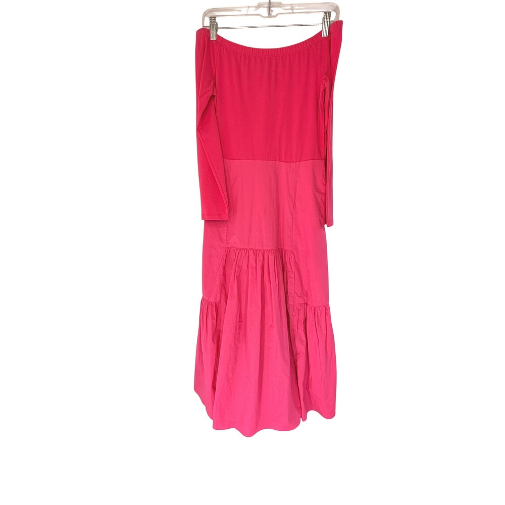 Tuckerneck Marissa Midi Dress Pink Off the Shoulder Tiered Romantic Medium